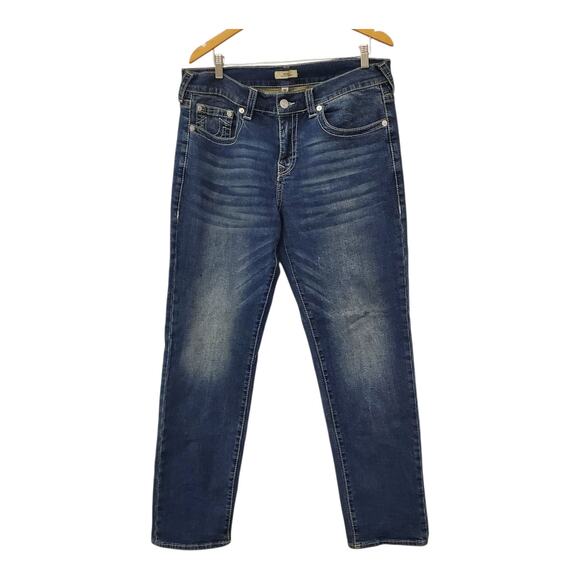 True Religion Ricky Relaxed Straight Jeans Mens 32 Blue Denim Cotton - Picture 1 of 10
